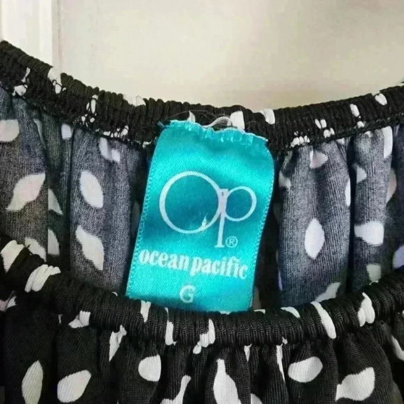 OP Ocean Pacific Black Off Shoulder Beach Vacation Dress Made in Mexico Large - Picture 8 of 9